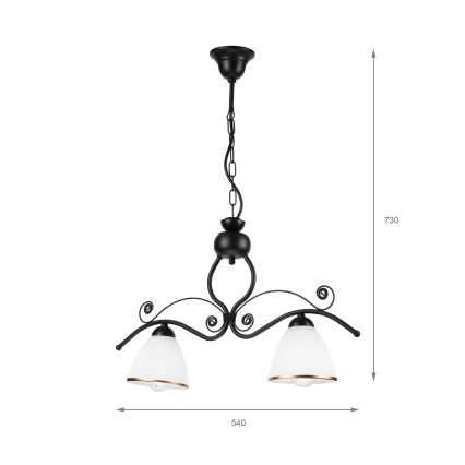 Luster na lancu RETRO 2xE27/60W/230V mat crna