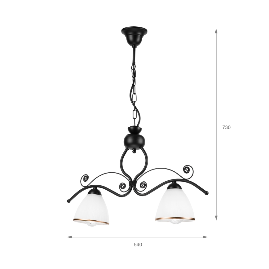 Luster na lancu RETRO 2xE27/60W/230V mat crna