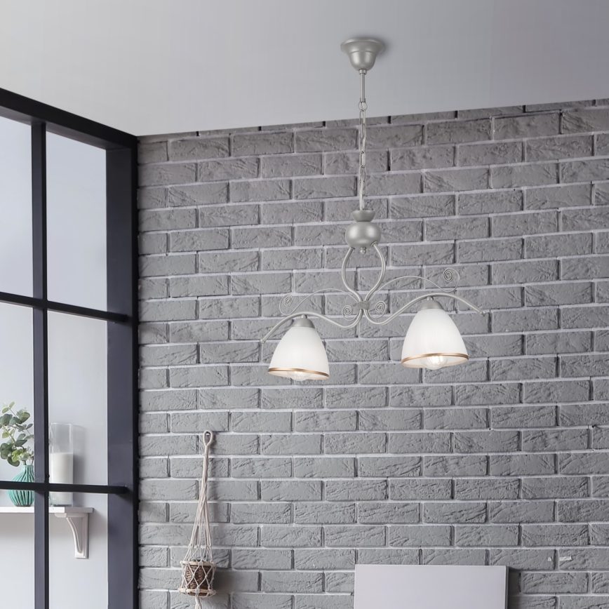 Luster na lancu RETRO 2xE27/60W/230V srebrna