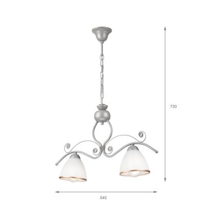 Luster na lancu RETRO 2xE27/60W/230V srebrna