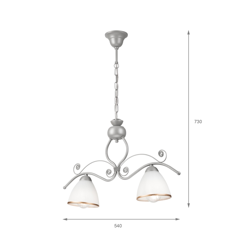 Luster na lancu RETRO 2xE27/60W/230V srebrna