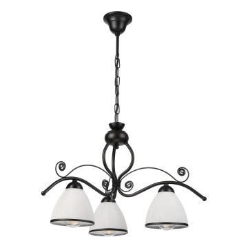 Luster na lancu RETRO 3xE27/60W/230V crna/bijela