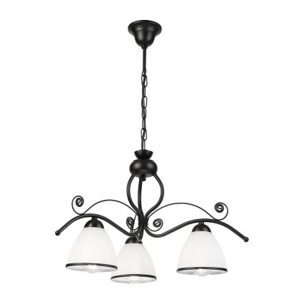 Luster na lancu RETRO 3xE27/60W/230V crna/bijela