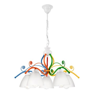 Luster na lancu RETRO 5xE27/60W/230V bijela/šarena