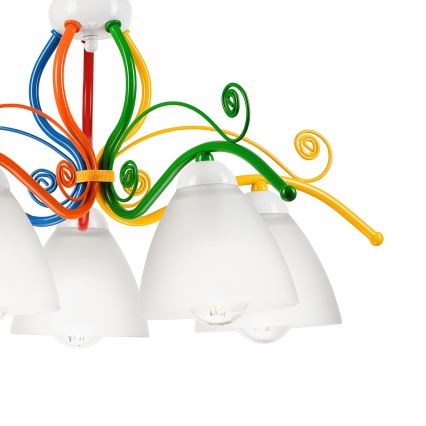 Luster na lancu RETRO 5xE27/60W/230V bijela/šarena