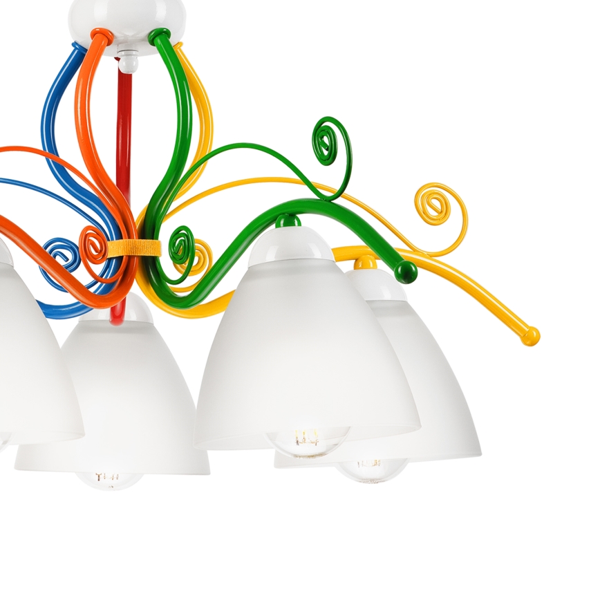 Luster na lancu RETRO 5xE27/60W/230V bijela/šarena