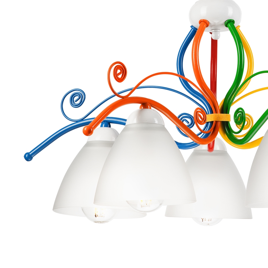 Luster na lancu RETRO 5xE27/60W/230V bijela/šarena