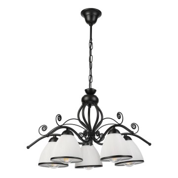 Luster na lancu RETRO 5xE27/60W/230V crna/bijela