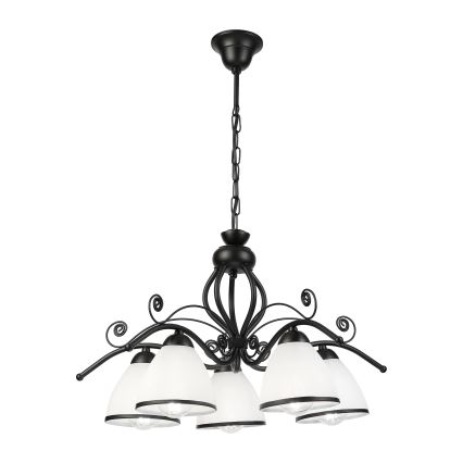 Luster na lancu RETRO 5xE27/60W/230V crna/bijela