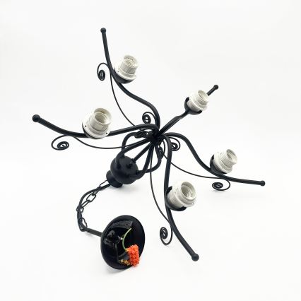 Luster na lancu RETRO 5xE27/60W/230V crna/bijela