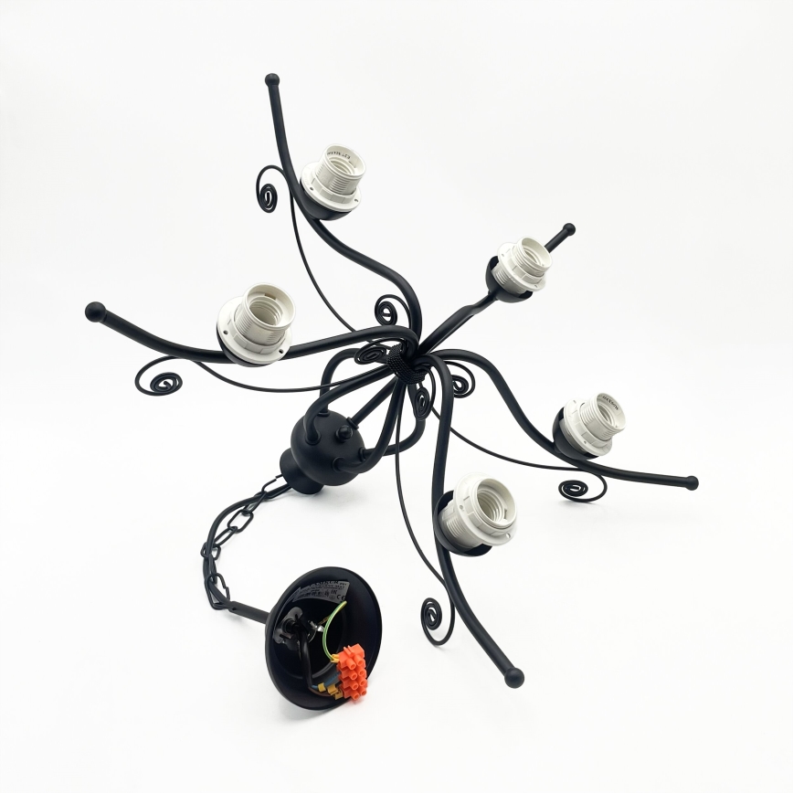 Luster na lancu RETRO 5xE27/60W/230V crna/bijela