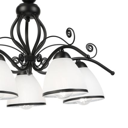Luster na lancu RETRO 5xE27/60W/230V crna/bijela