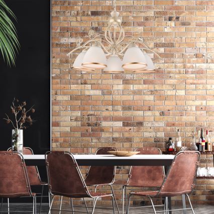 Luster na lancu RETRO II 5xE27/60W/230V bijela patina