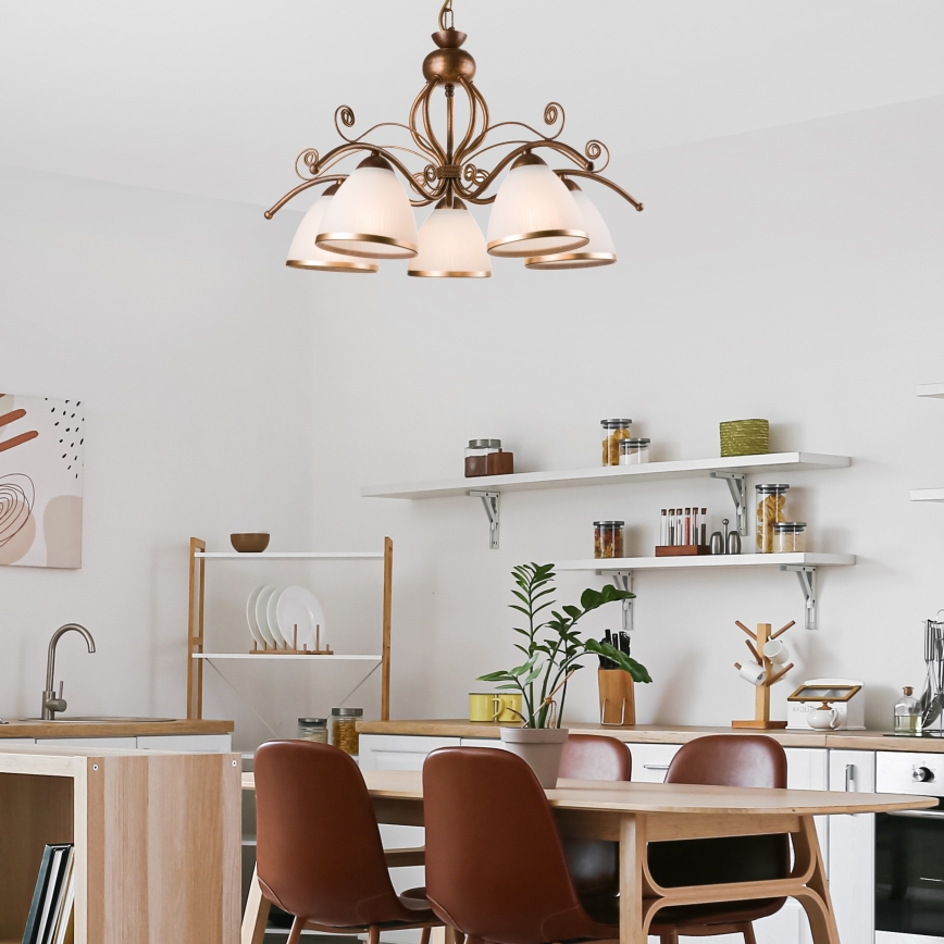 Luster na lancu RETRO II 5xE27/60W/230V brončana patina