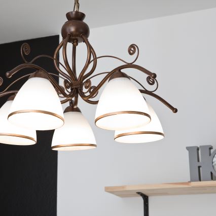 Luster na lancu RETRO II 5xE27/60W/230V brončana patina