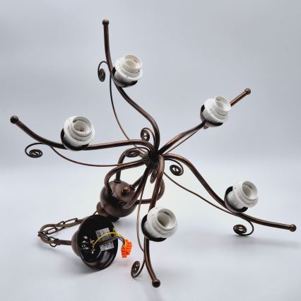 Luster na lancu RETRO II 5xE27/60W/230V brončana patina