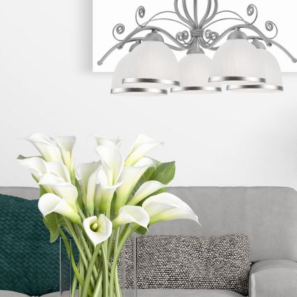 Luster na lancu RETRO II 5xE27/60W/230V, srebrne boje