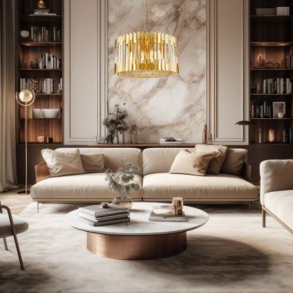 Luster na lancu RITZ 12xE14/40W/230V pr. 54 cm zlatna