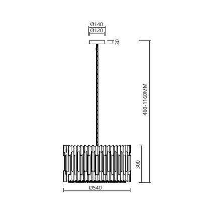 Luster na lancu RITZ 12xE14/40W/230V pr. 54 cm zlatna
