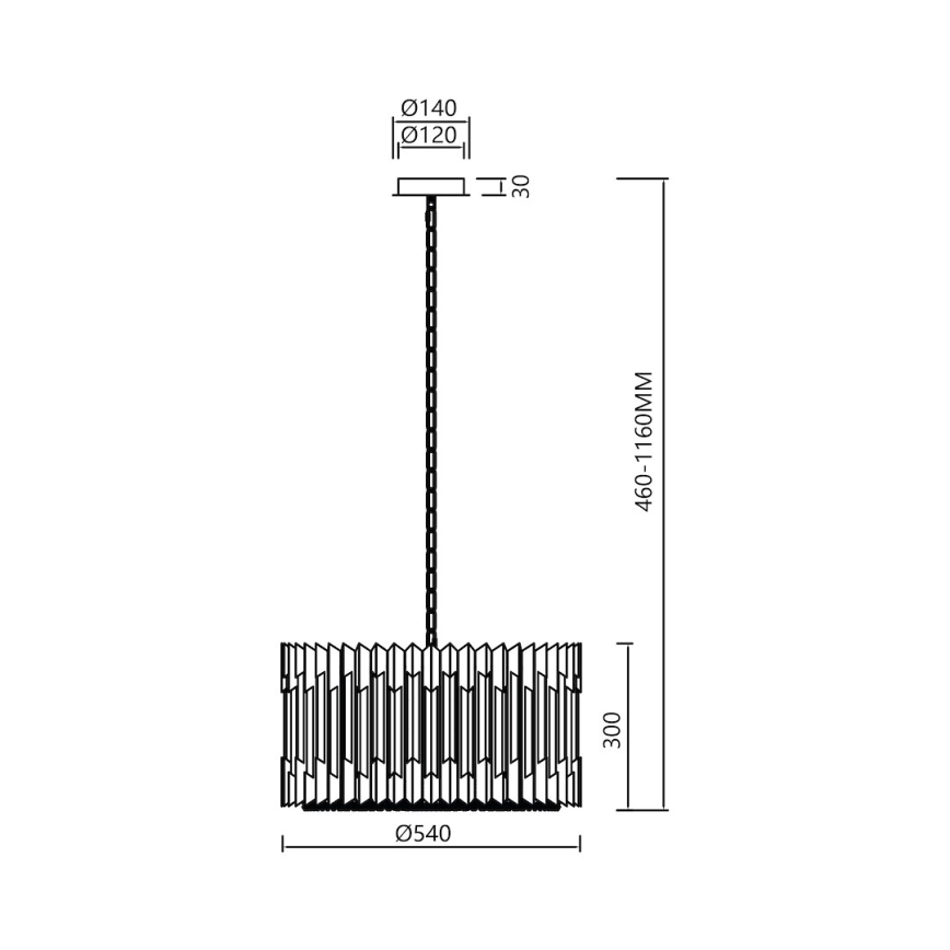Luster na lancu RITZ 12xE14/40W/230V pr. 54 cm zlatna