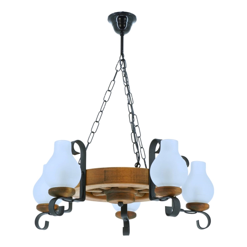 Luster na lancu ROATA 5xE14/40W/230V pr. 30 cm bukva - FSC certificirano