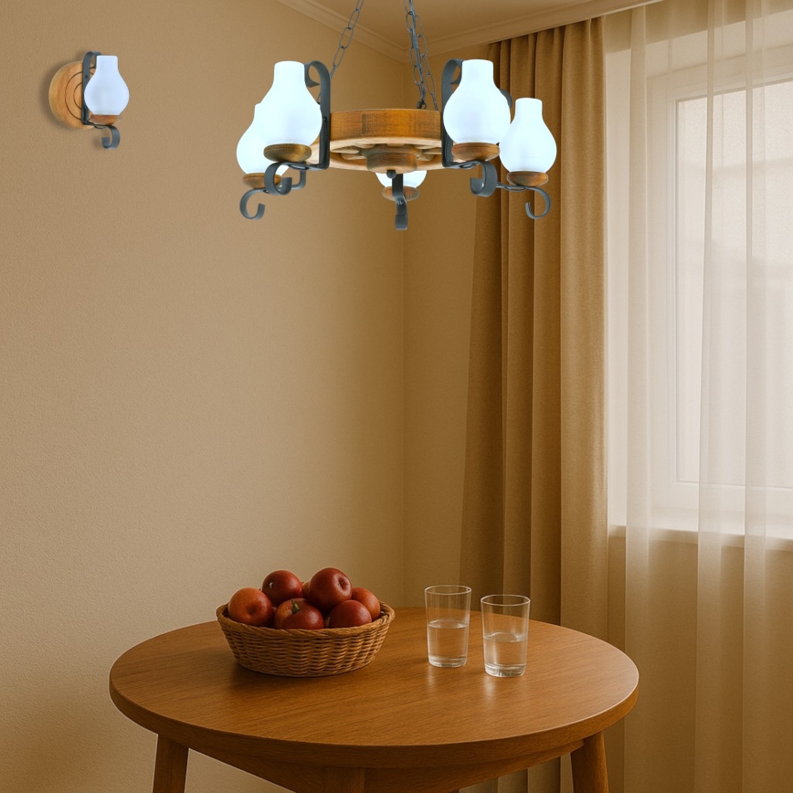 Luster na lancu ROATA 5xE14/40W/230V pr. 30 cm bukva - FSC certificirano