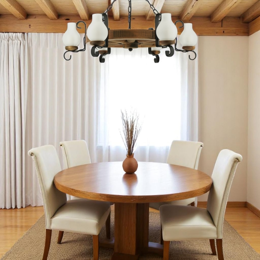 Luster na lancu ROATA 6xE14/40W/230V pr. 70 cm bukva - FSC certificirano