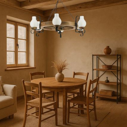 Luster na lancu ROATA 6xE14/40W/230V pr. 70 cm bukva - FSC certificirano