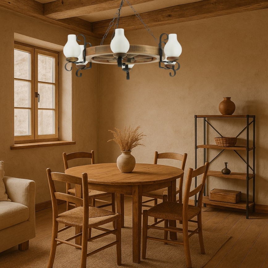 Luster na lancu ROATA 6xE14/40W/230V pr. 70 cm bukva - FSC certificirano