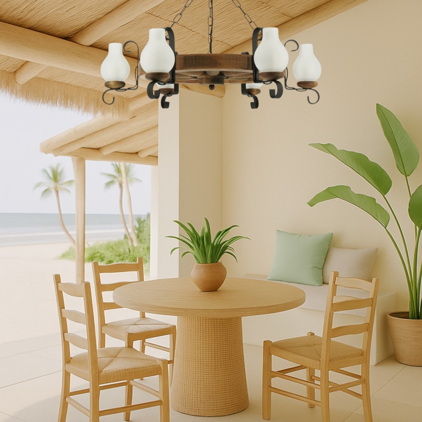 Luster na lancu ROATA 6xE14/40W/230V pr. 70 cm bukva - FSC certificirano