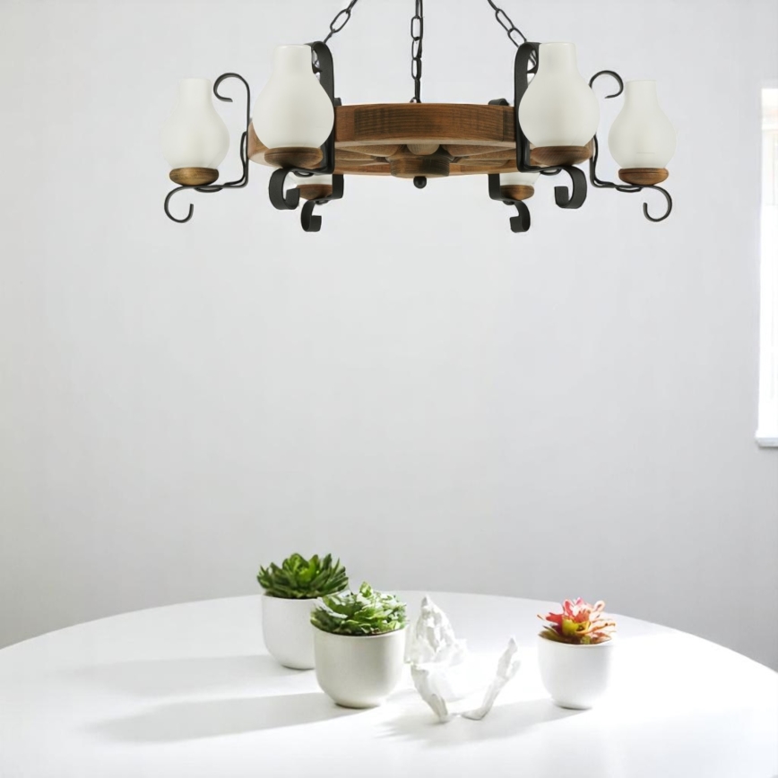 Luster na lancu ROATA 6xE14/40W/230V pr. 70 cm bukva - FSC certificirano