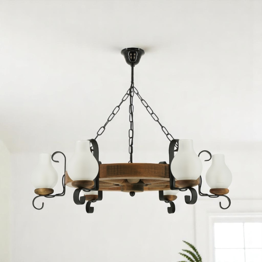 Luster na lancu ROATA 6xE14/40W/230V pr. 70 cm bukva - FSC certificirano