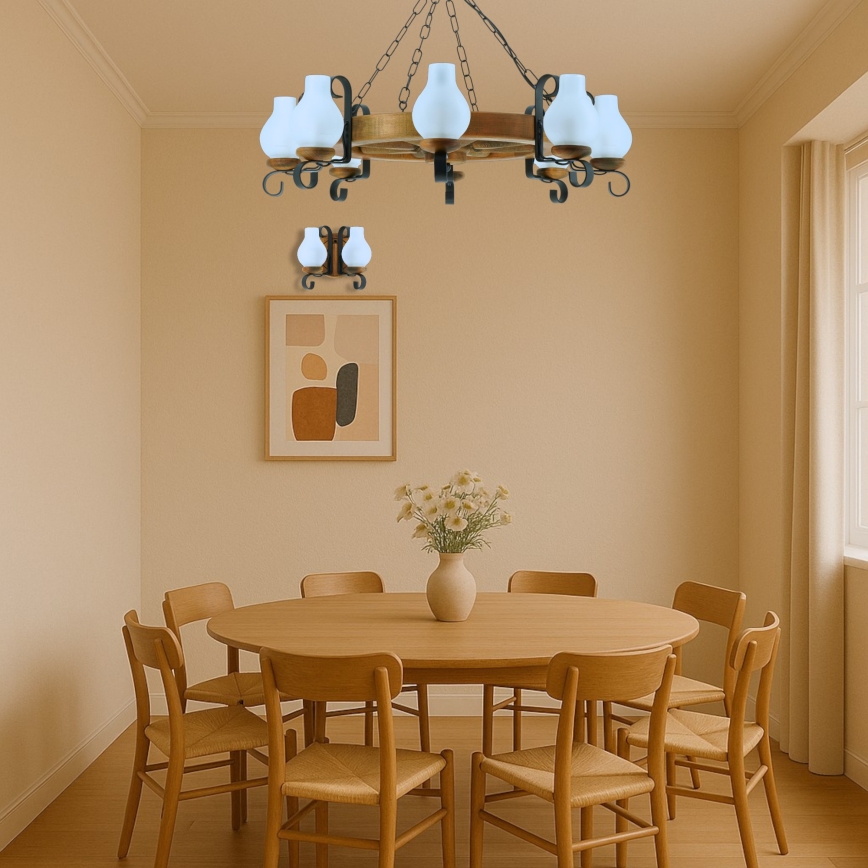 Luster na lancu ROATA 8xE14/40W/230V pr. 70 cm bukva - FSC certificirano