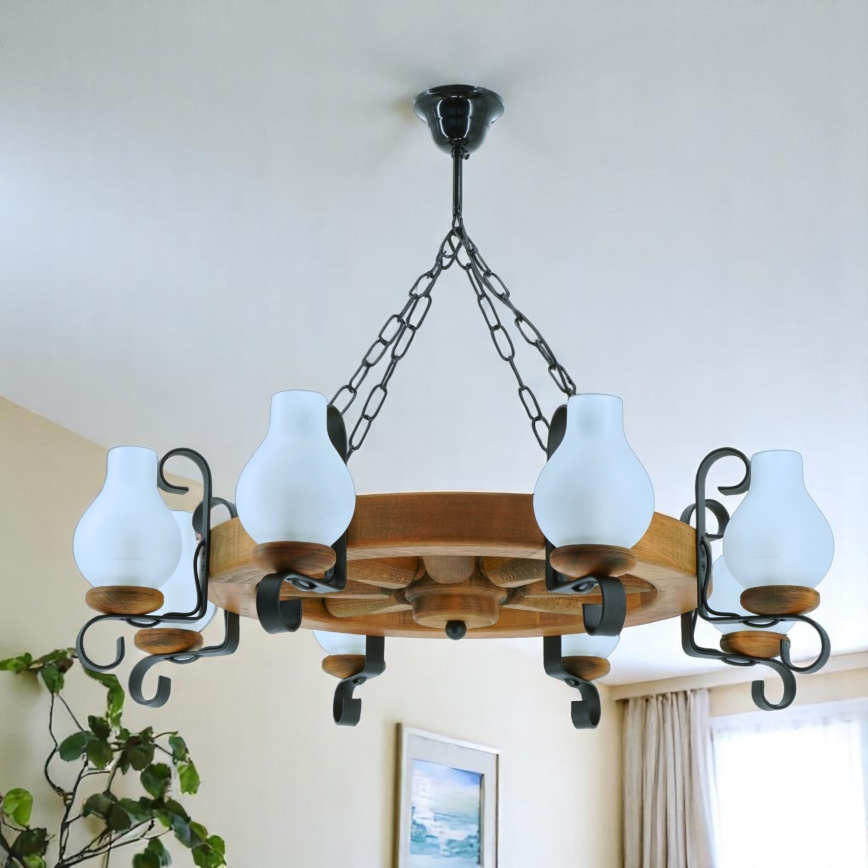 Luster na lancu ROATA 8xE14/40W/230V pr. 70 cm bukva - FSC certificirano