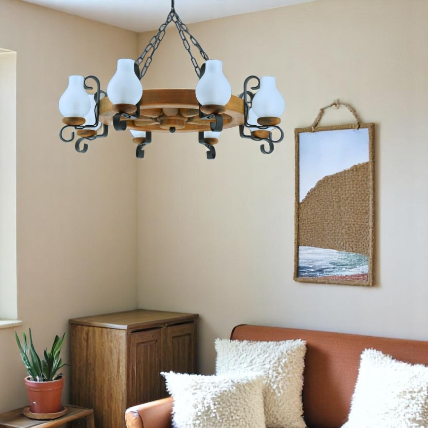 Luster na lancu ROATA 8xE14/40W/230V pr. 70 cm bukva - FSC certificirano