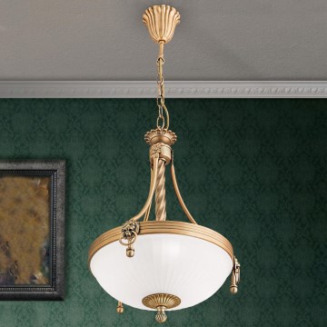 Luster na lancu ROCCA 3xE27/60W/230V pr. 32 cm bronca/bijela