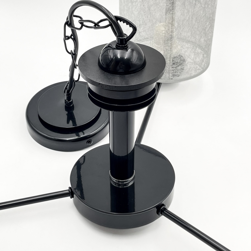 Luster na lancu ROSA 3xE27/60W/230V crna/siva