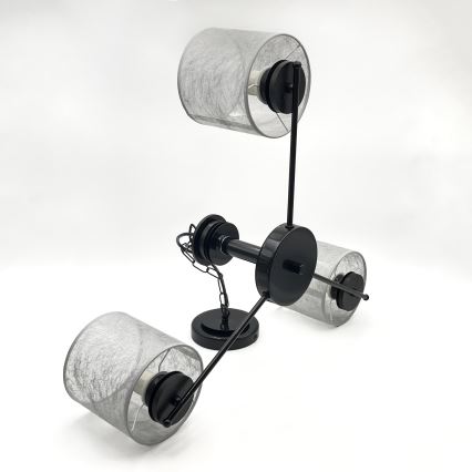 Luster na lancu ROSA 3xE27/60W/230V crna/siva