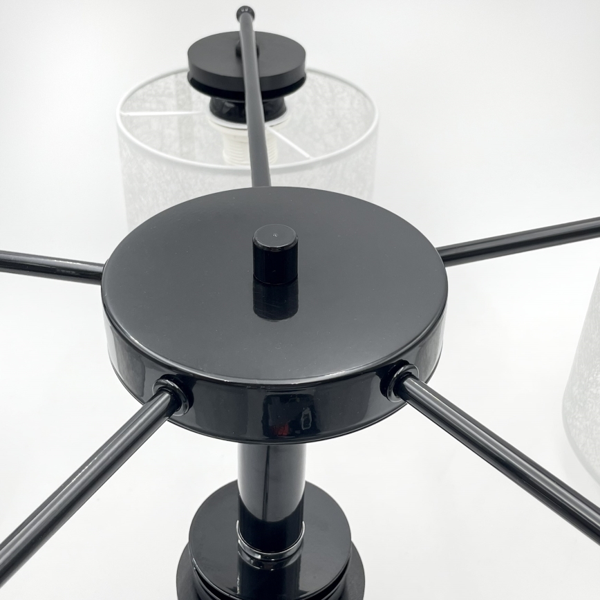 Luster na lancu ROSA 5xE27/60W/230V crna/siva