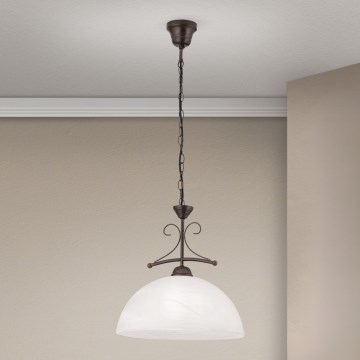 Luster na lancu RULA 1xE27/40W/230V Ø 35 cm bijela/brončana