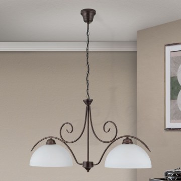 Luster na lancu RULA 2xE27/40W/230V bijela/bronza