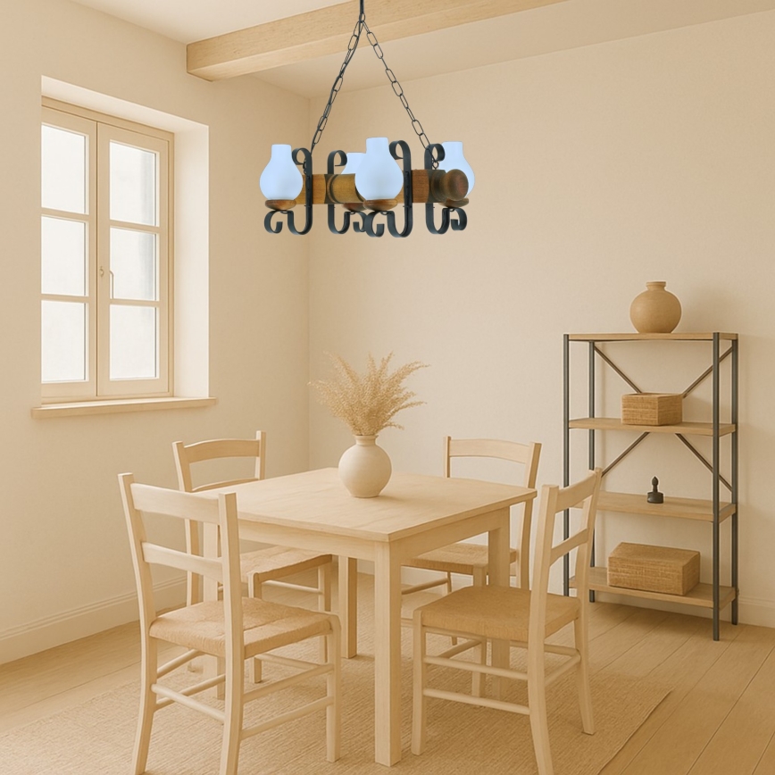 Luster na lancu RUSTIC 4xE14/40W/230V bukva - FSC certificirano