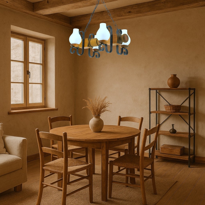 Luster na lancu RUSTIC 4xE14/40W/230V bukva - FSC certificirano