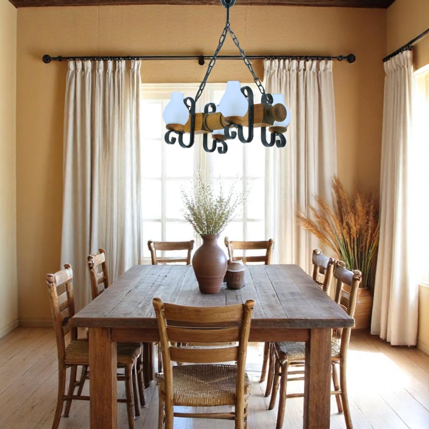 Luster na lancu RUSTIC 4xE14/40W/230V bukva - FSC certificirano