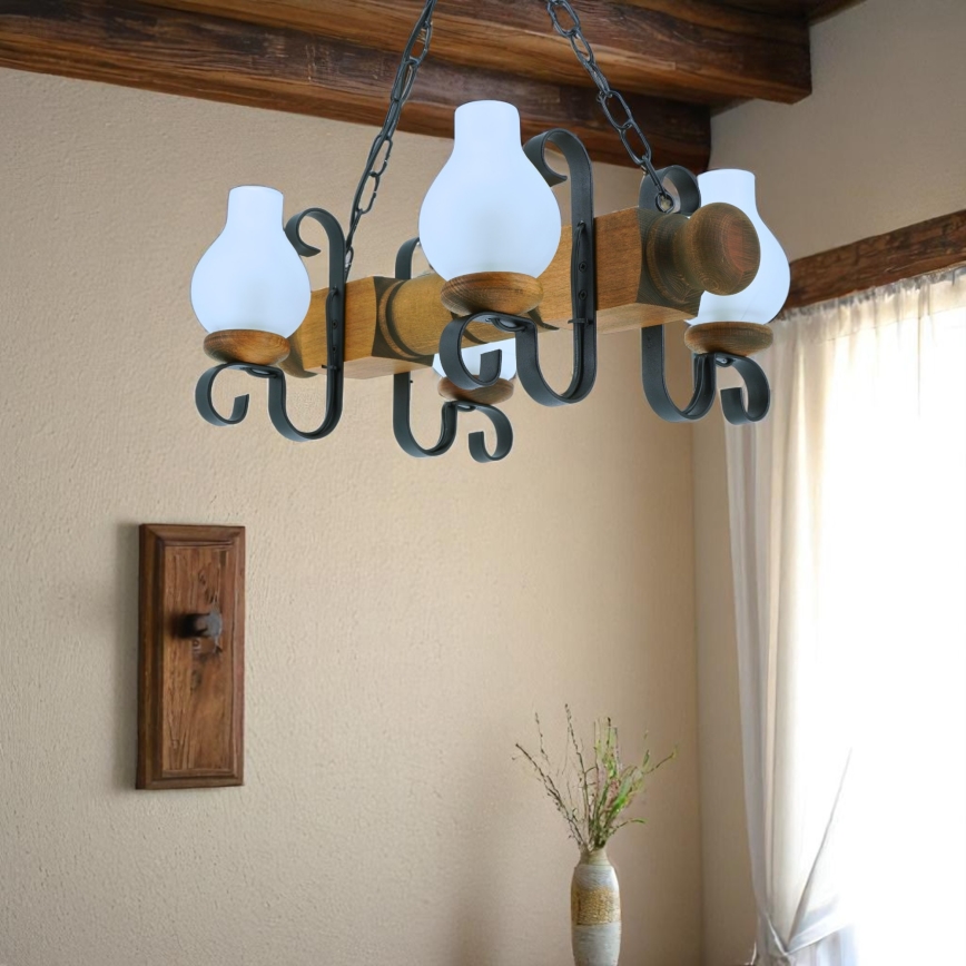 Luster na lancu RUSTIC 4xE14/40W/230V bukva - FSC certificirano