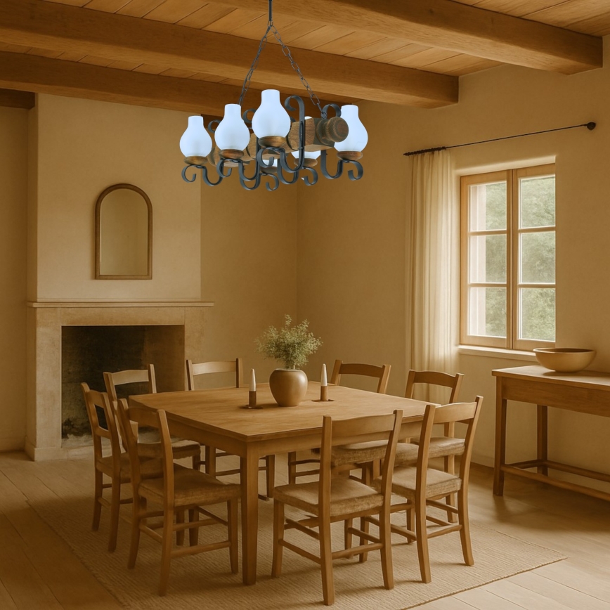Luster na lancu RUSTIC 6xE14/40W/230V bukva - FSC certificirano