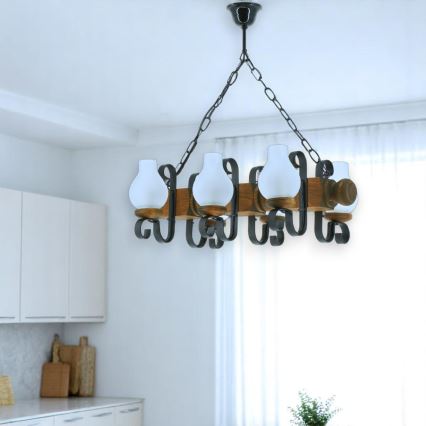 Luster na lancu RUSTIC 6xE14/40W/230V bukva - FSC certificirano