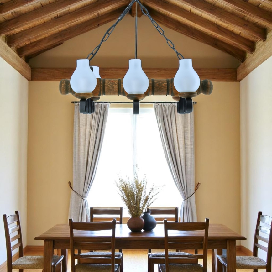 Luster na lancu RUSTIC 6xE14/40W/230V bukva - FSC certificirano