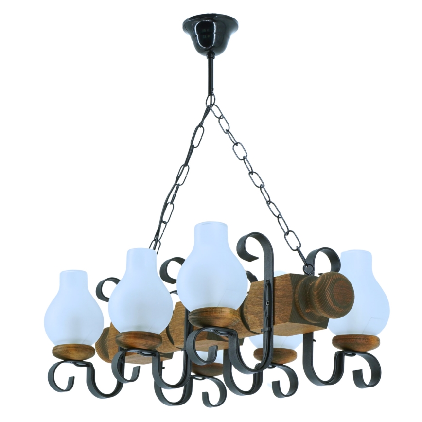Luster na lancu RUSTIC 6xE14/40W/230V bukva - FSC certificirano