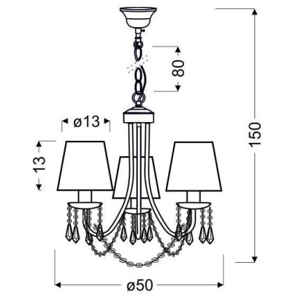 Luster na lancu RUTI 3xE14/40W/230V